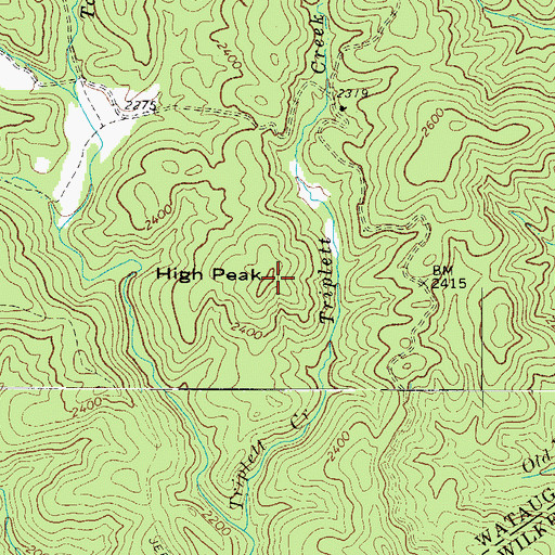 Topographic Map of High Peak, NC