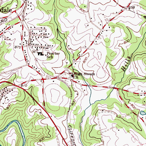 Topographic Map of High Shoals Church, NC