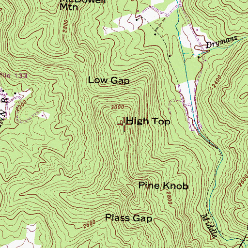 Topographic Map of High Top, NC