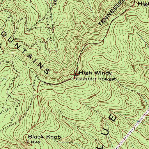 Topographic Map of High Windy, NC