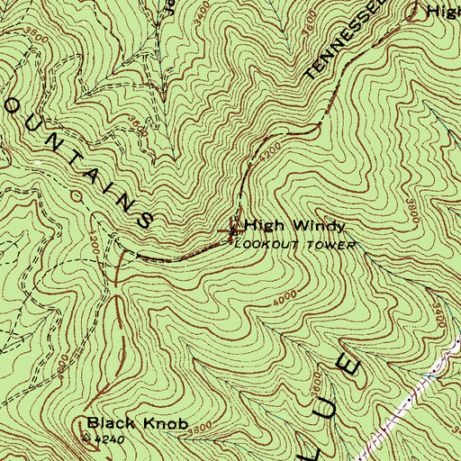 Topographic Map of High Windy, NC