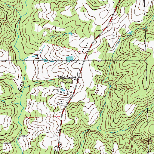 Topographic Map of Highland Chapel, NC