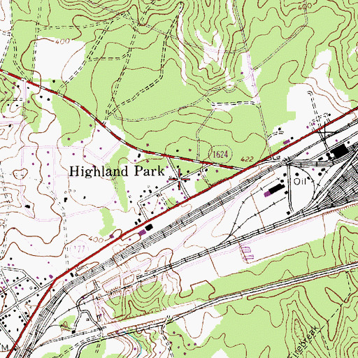 Topographic Map of Highland Park, NC