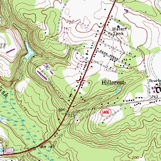 Topographic Map of Hillcrest, NC