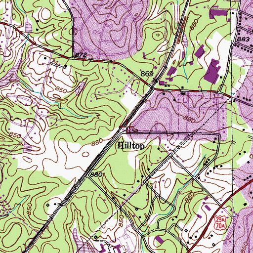 Topographic Map of Hilltop, NC