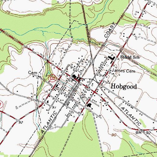 Topographic Map of Hobgood, NC