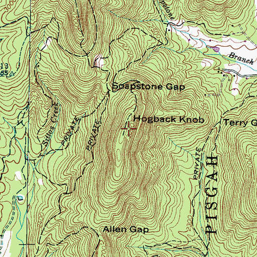 Topographic Map of Hogback Knob, NC
