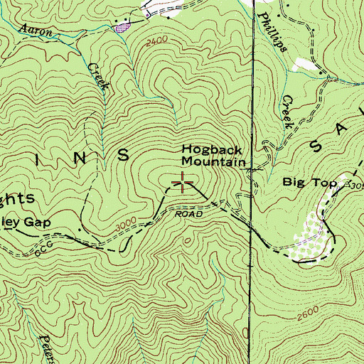 Topographic Map of Hogback Mountain, NC