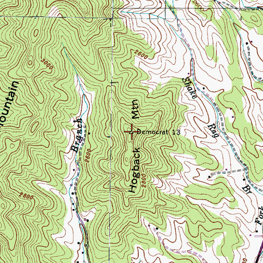 Topographic Map of Hogback Mountain, NC