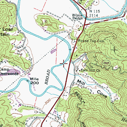 Topographic Map of Hogsed Creek, NC