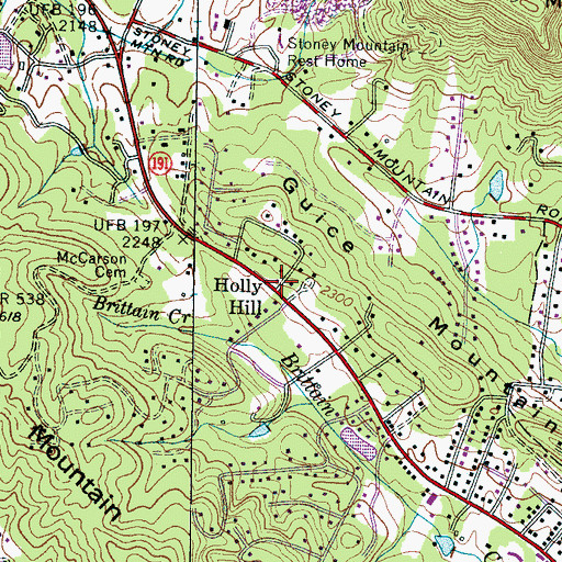 Topographic Map of Holly Hill, NC