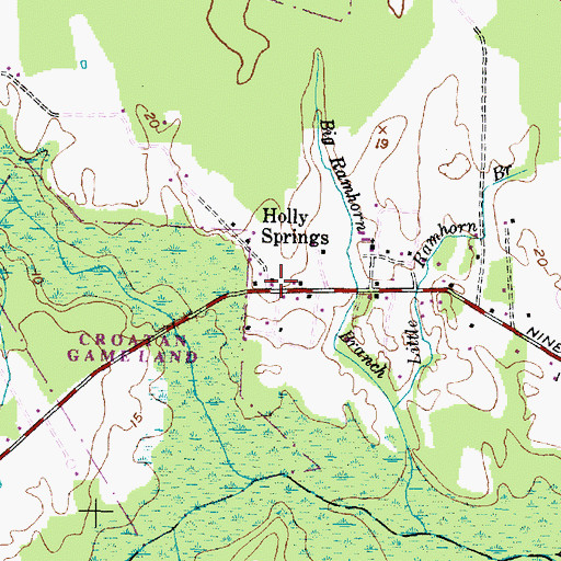 Topographic Map of Holly Springs, NC