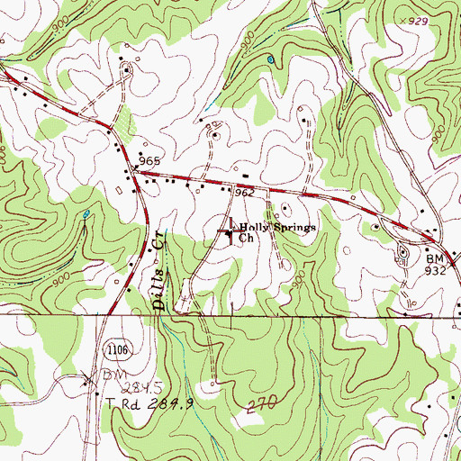 Topographic Map of Holly Springs Church, NC