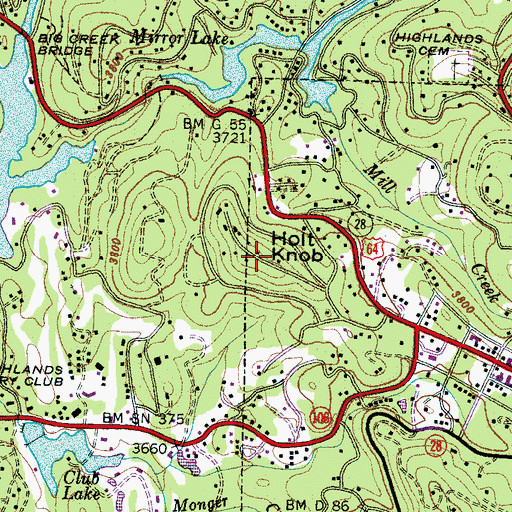 Topographic Map of Holt Knob, NC