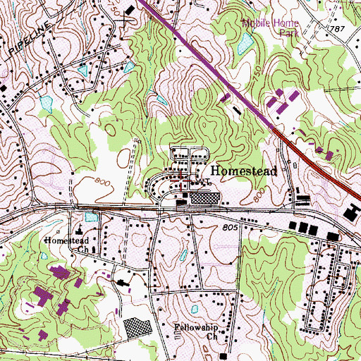 Topographic Map of Homestead, NC