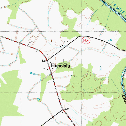 Topographic Map of Honolulu, NC