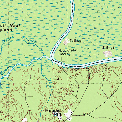 Topographic Map of Hood Creek Landing, NC