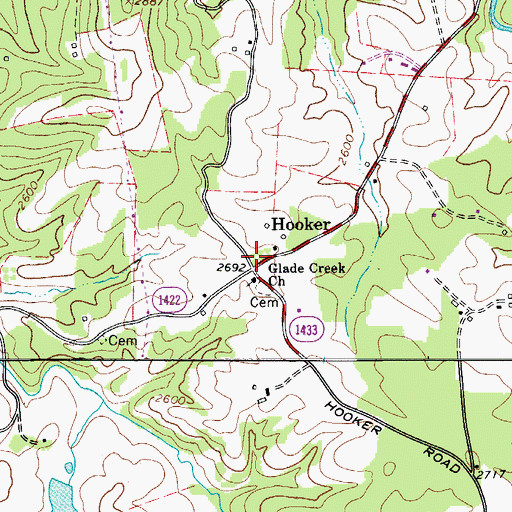 Topographic Map of Hooker, NC
