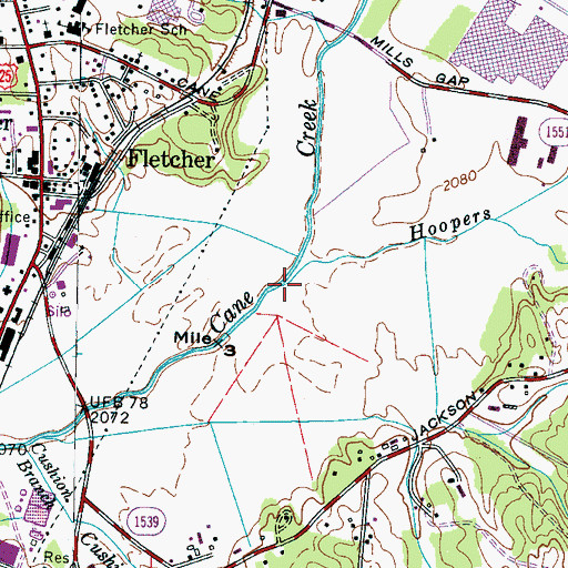 Topographic Map of Hoopers Creek, NC