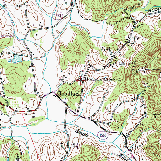 Topographic Map of Hoopers Creek Church, NC