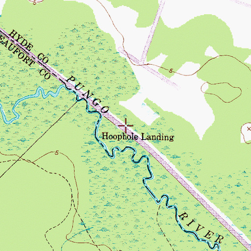 Topographic Map of Hoophole Landing, NC