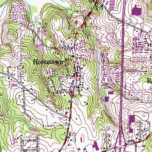 Topographic Map of Hootstown, NC