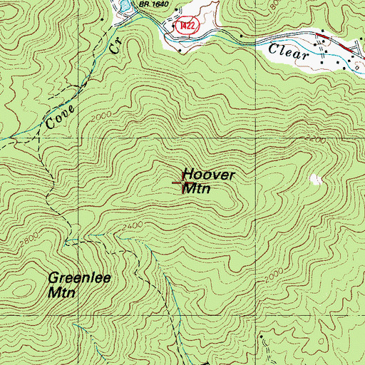Topographic Map of Hoover Mountain, NC