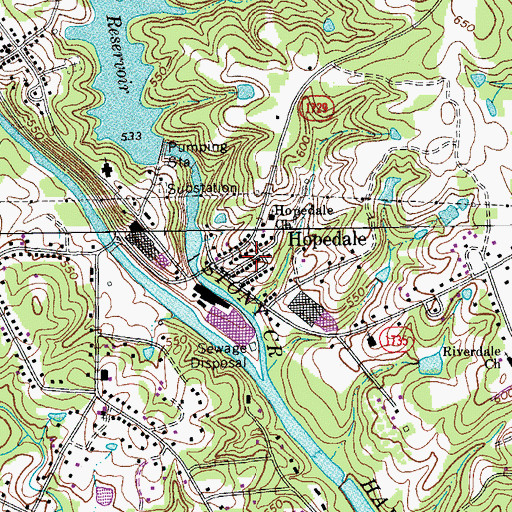 Topographic Map of Hopedale, NC
