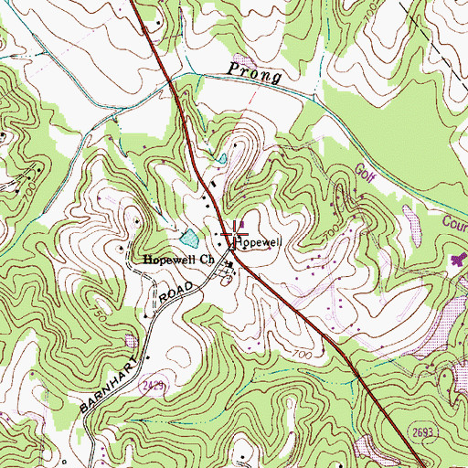Topographic Map of Hopewell, NC