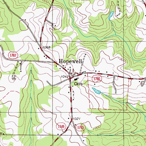 Topographic Map of Hopewell, NC