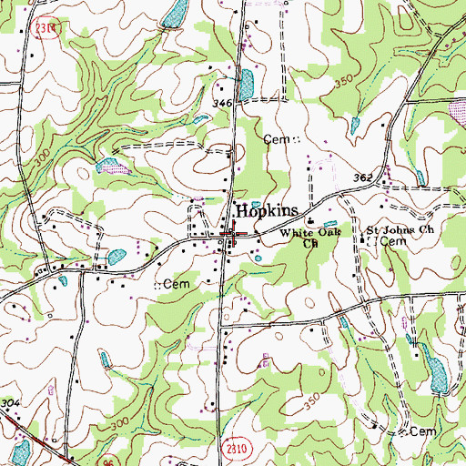 Topographic Map of Hopkins, NC