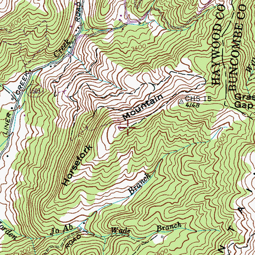 Topographic Map of Horsefork Mountain, NC