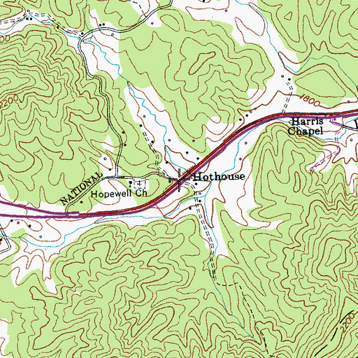 Topographic Map of Hothouse, NC