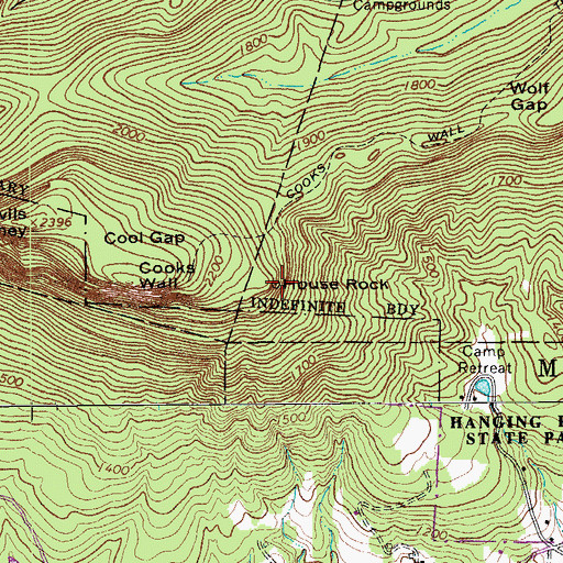 Topographic Map of House Rock, NC