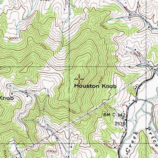 Topographic Map of Houston Knob, NC