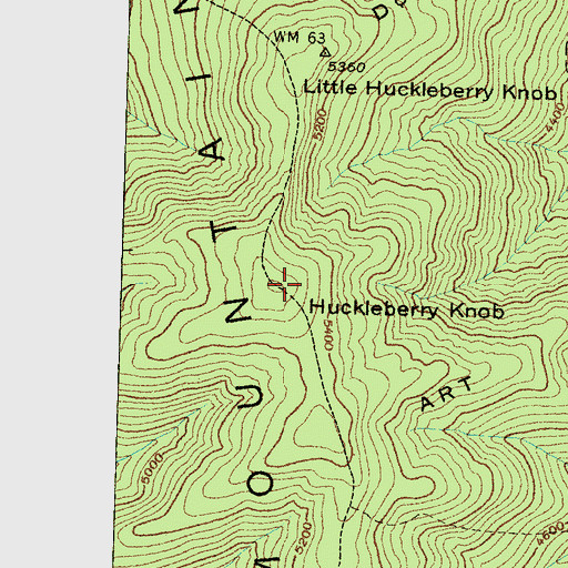 Topographic Map of Huckleberry Knob, NC