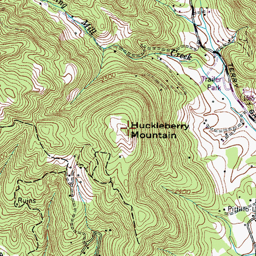 Topographic Map of Huckleberry Mountain, NC