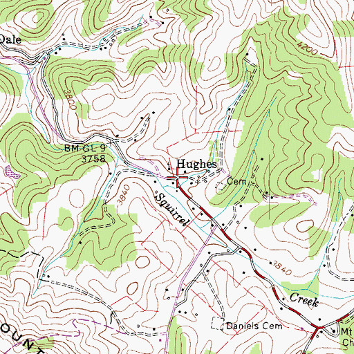 Topographic Map of Hughes, NC