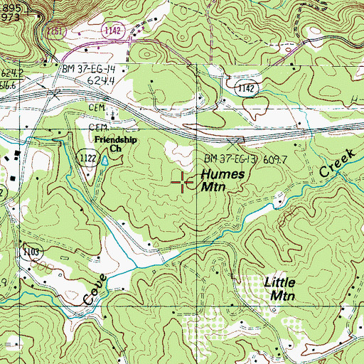 Topographic Map of Humes Mountain, NC