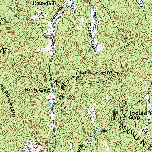 Topographic Map of Hurricane Mountain, NC