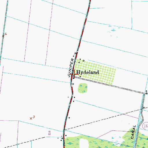 Topographic Map of Hydeland, NC