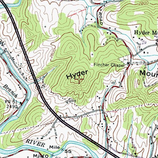 Topographic Map of Hyder Mountain, NC