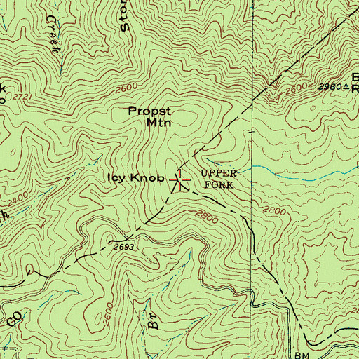 Topographic Map of Icy Knob, NC