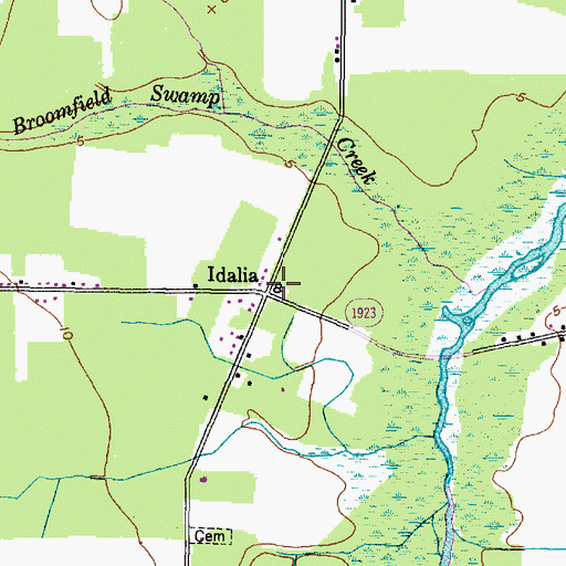 Topographic Map of Idalia, NC