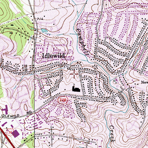 Topographic Map of Idlewild, NC