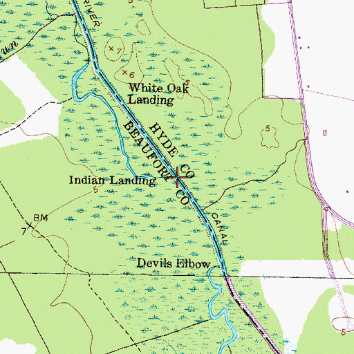 Topographic Map of Indian Landing, NC