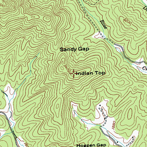 Topographic Map of Indian Top, NC