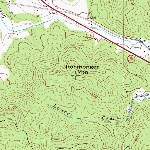Topographic Map of Ironmonger Mountain, NC