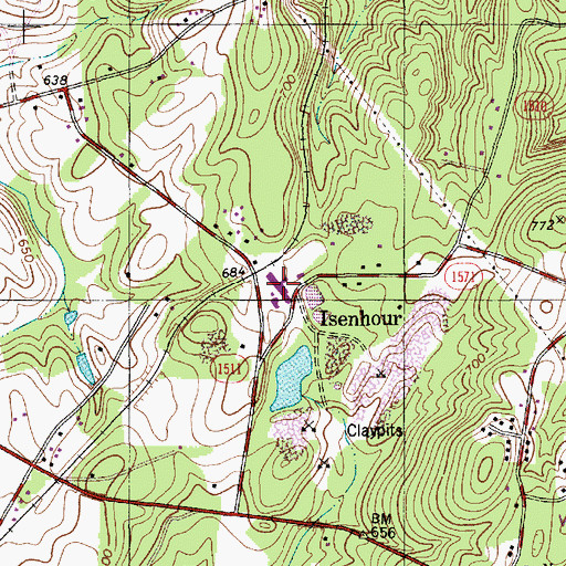 Topographic Map of Isenhour, NC