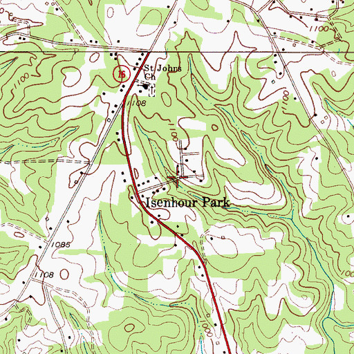 Topographic Map of Isenhour Park, NC